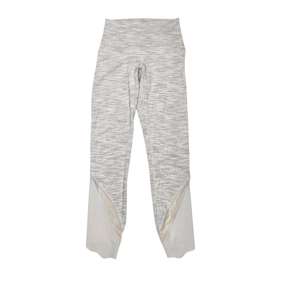 Lululemon Wunder Under Scalloped Hem High Rise Legging White & Grey Stripe Sz 2 - Picture 2 of 8